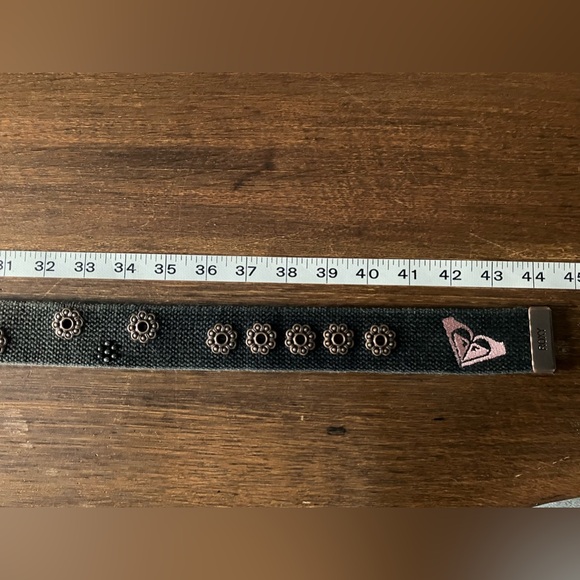 Roxy Grey Canvas Belt with Floral Stud accents - Picture 4 of 5
